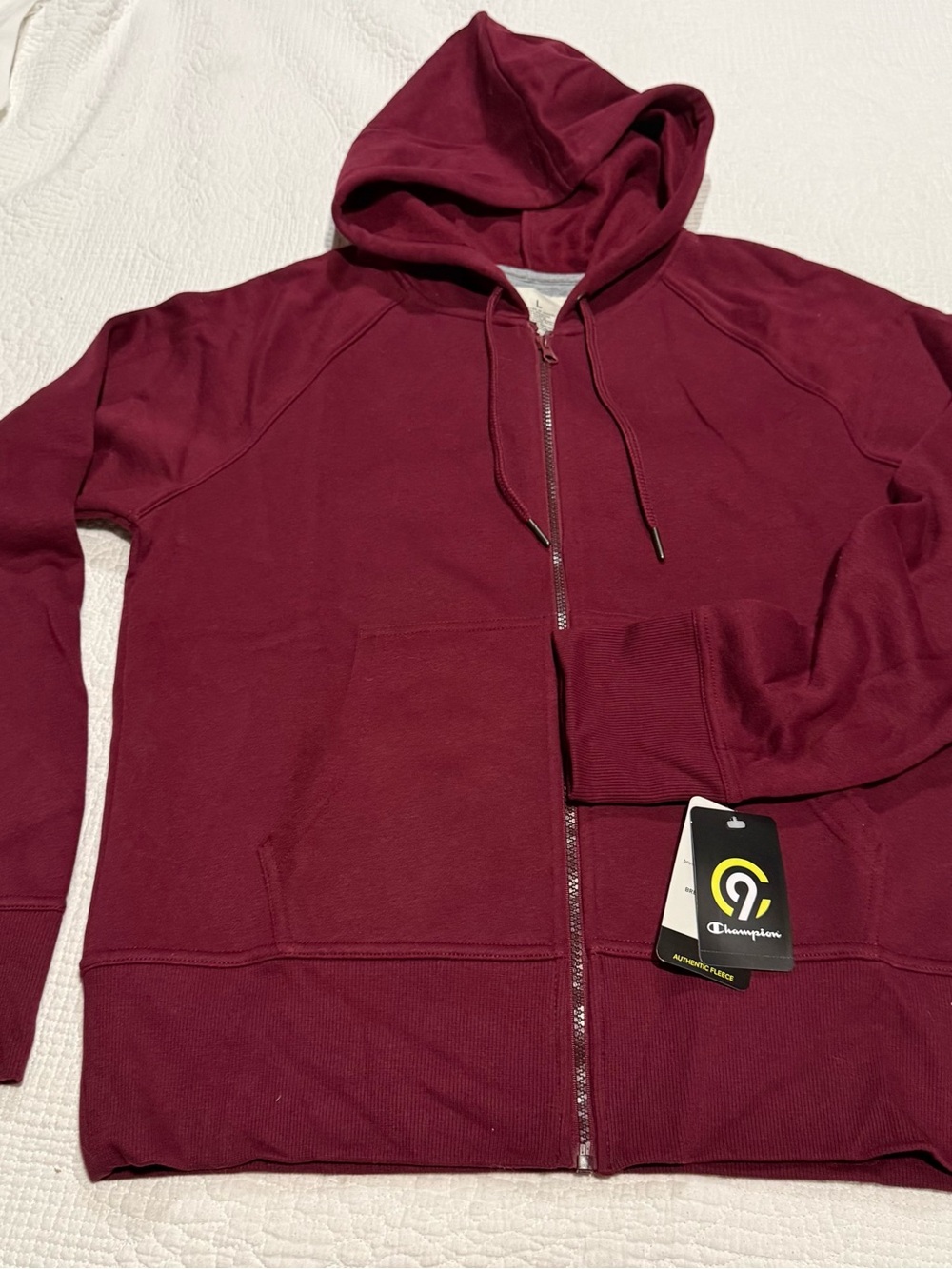 Champion Hooded Full-Zip Sweatshirt in Burgundy and Heather Gray